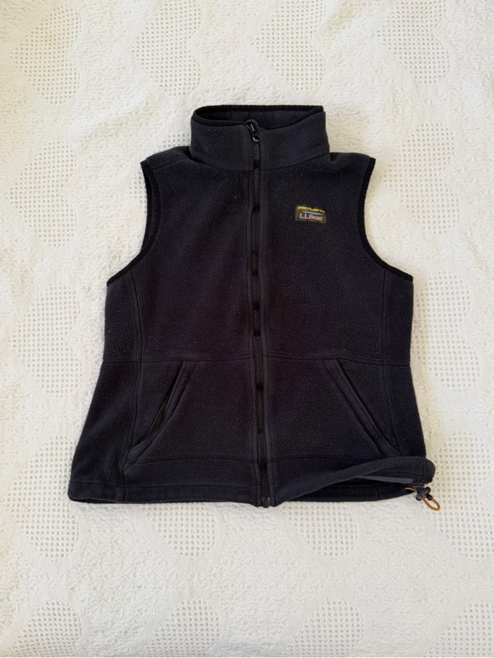 L.L.Bean Black Fleece Jacket with Contrast Yellow Trim